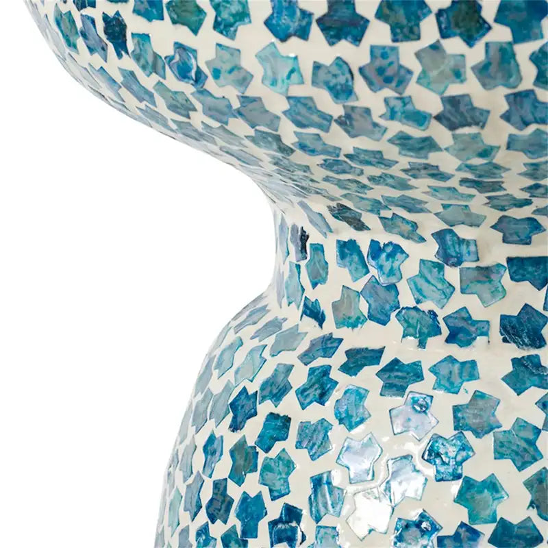 Sgabello decorativo e tavolino laterale in mosaico di madreperla