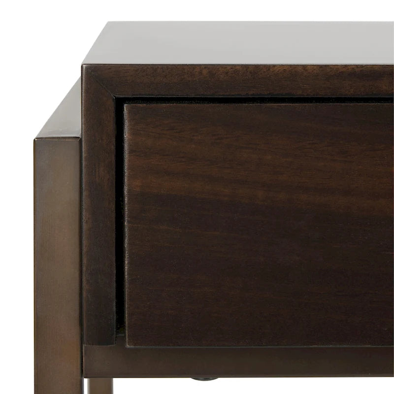 Scrivania con tre cassetti in eucalipto affumicato