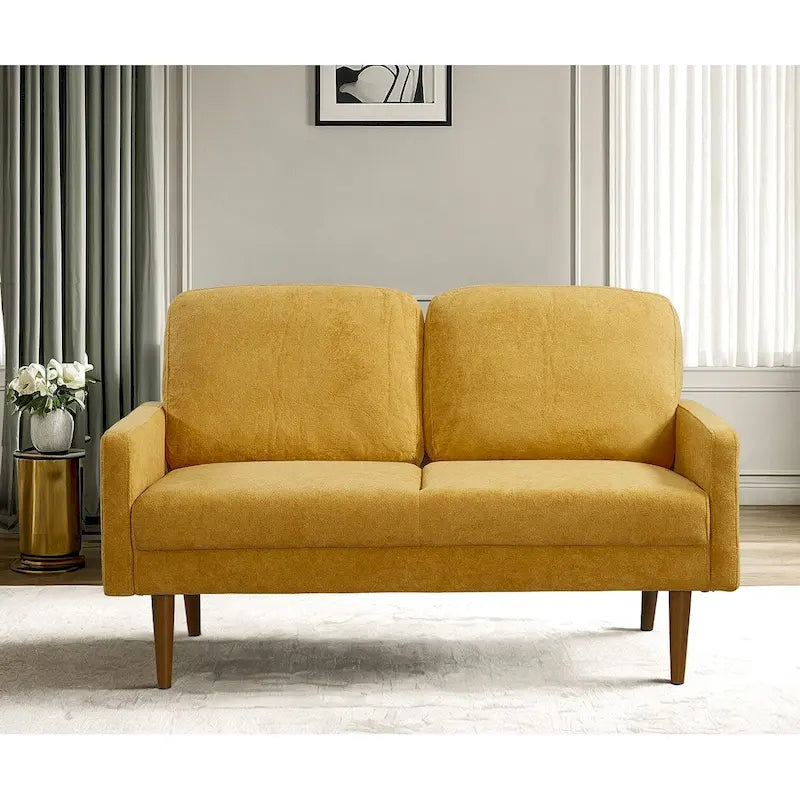 56 Zoll Samt-Zweisitzersofa mit 2 Sitzplätzen und konisch zulaufenden Holzbeinen für kleine Wohnzimmer