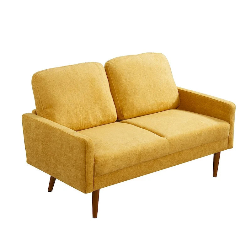 Aksamitna sofa dwuosobowa o szerokości 56 cali, kanapa 2-osobowa ze zwężanymi drewnianymi nogami do małych salonów