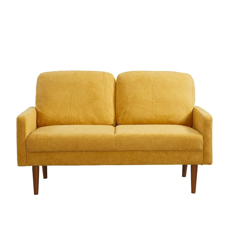 Aksamitna sofa dwuosobowa o szerokości 56 cali, kanapa 2-osobowa ze zwężanymi drewnianymi nogami do małych salonów