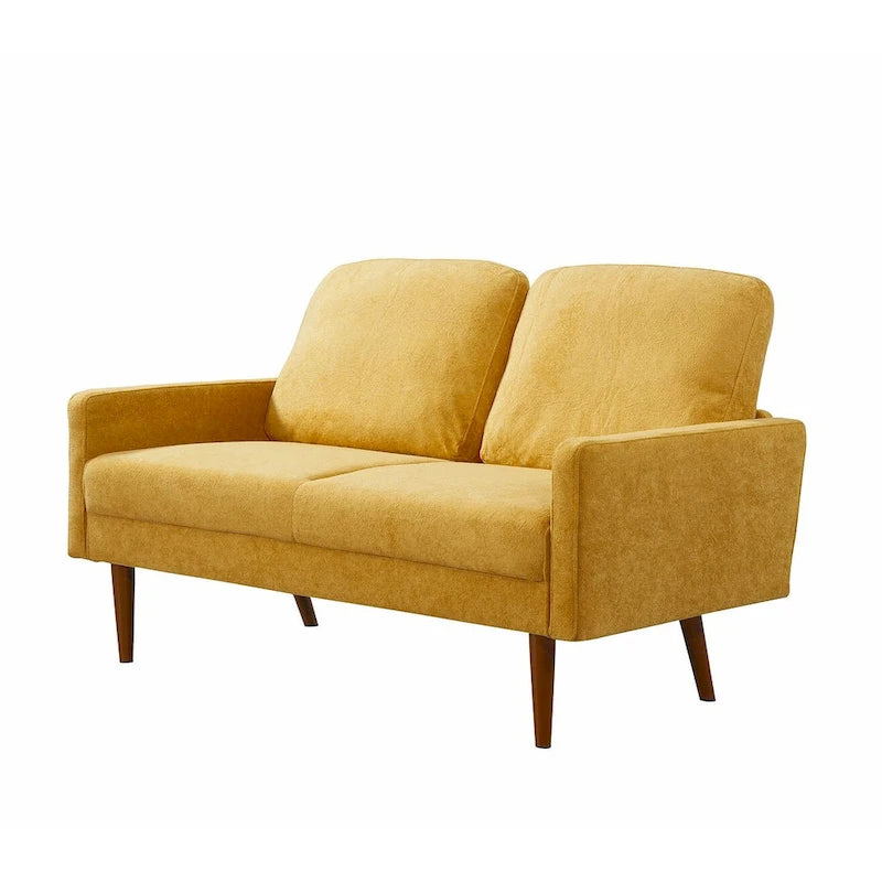Aksamitna sofa dwuosobowa o szerokości 56 cali, kanapa 2-osobowa ze zwężanymi drewnianymi nogami do małych salonów