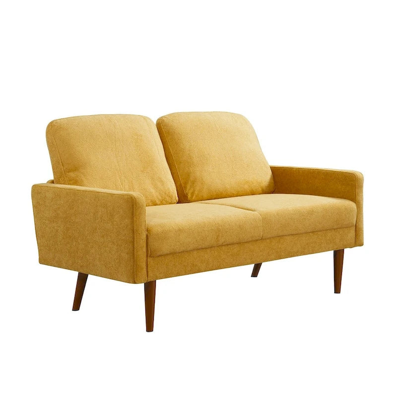 Aksamitna sofa dwuosobowa o szerokości 56 cali, kanapa 2-osobowa ze zwężanymi drewnianymi nogami do małych salonów