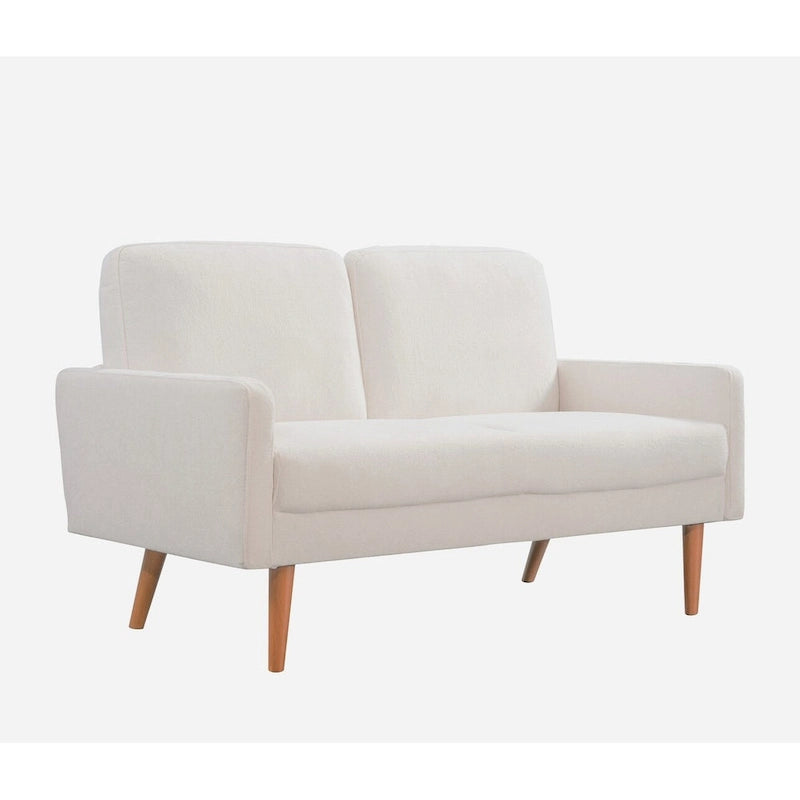 Aksamitna sofa dwuosobowa o szerokości 56 cali, kanapa 2-osobowa ze zwężanymi drewnianymi nogami do małych salonów