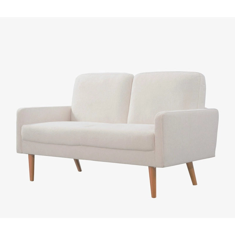 Aksamitna sofa dwuosobowa o szerokości 56 cali, kanapa 2-osobowa ze zwężanymi drewnianymi nogami do małych salonów