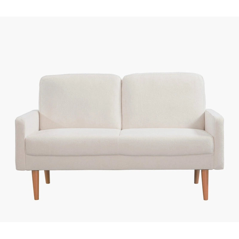 Aksamitna sofa dwuosobowa o szerokości 56 cali, kanapa 2-osobowa ze zwężanymi drewnianymi nogami do małych salonów