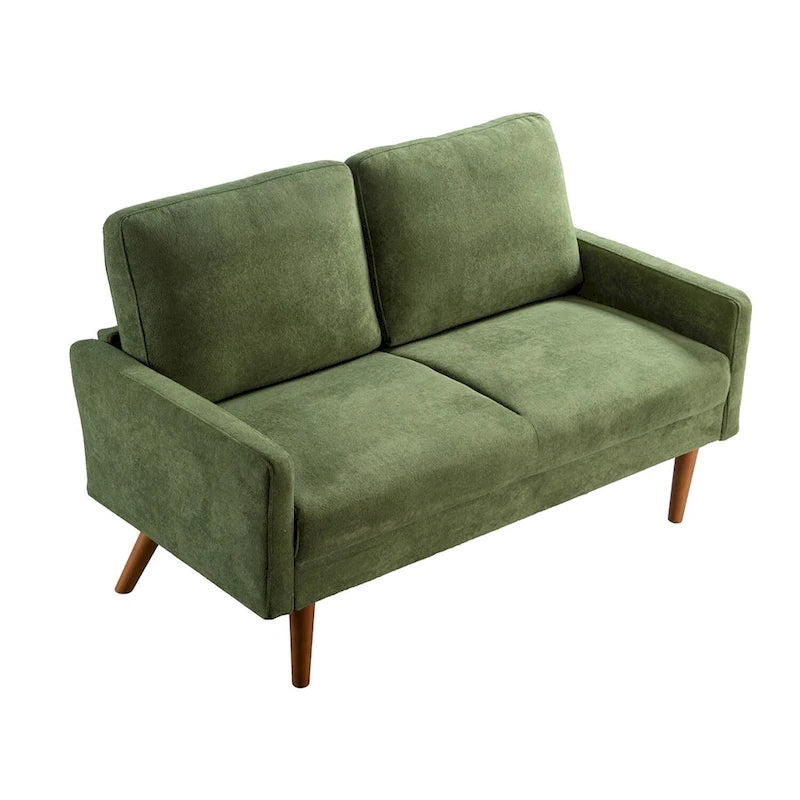 Aksamitna sofa dwuosobowa o szerokości 56 cali, kanapa 2-osobowa ze zwężanymi drewnianymi nogami do małych salonów