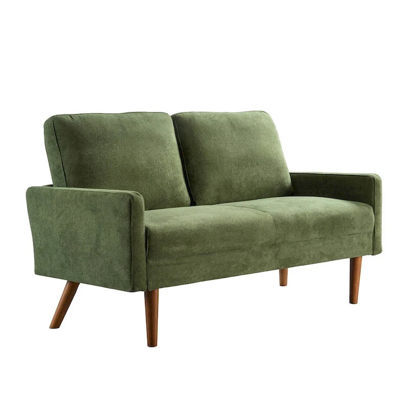 Aksamitna sofa dwuosobowa o szerokości 56 cali, kanapa 2-osobowa ze zwężanymi drewnianymi nogami do małych salonów