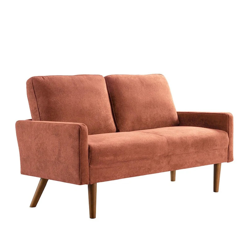 Aksamitna sofa dwuosobowa o szerokości 56 cali, kanapa 2-osobowa ze zwężanymi drewnianymi nogami do małych salonów