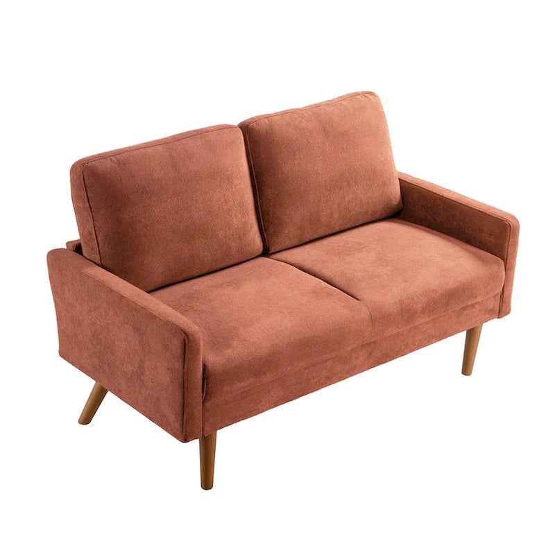 Aksamitna sofa dwuosobowa o szerokości 56 cali, kanapa 2-osobowa ze zwężanymi drewnianymi nogami do małych salonów