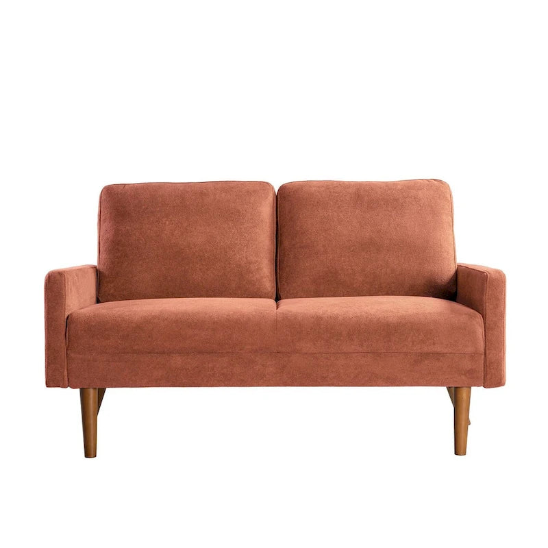 Aksamitna sofa dwuosobowa o szerokości 56 cali, kanapa 2-osobowa ze zwężanymi drewnianymi nogami do małych salonów
