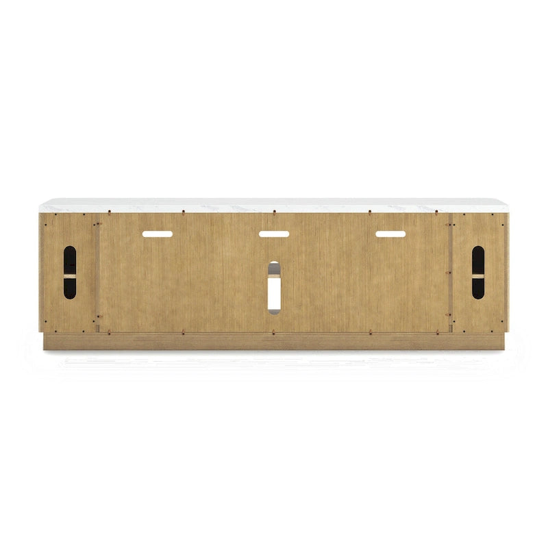 Meuble TV cannelé avec plateau imitation marbre