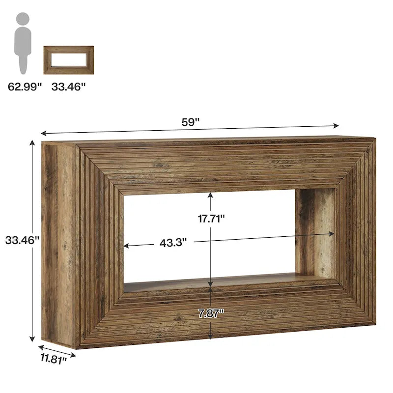 Konsolentisch aus geriffeltem Holz mit Stauraum
