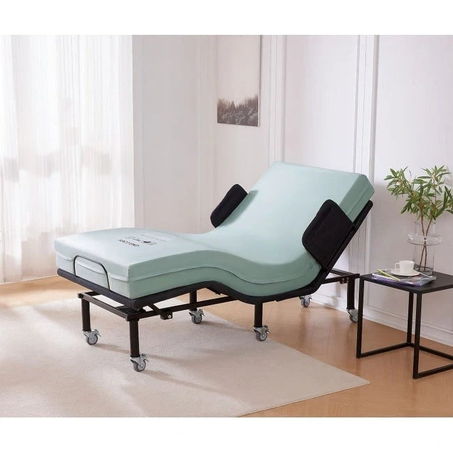 Adjustable Bed Frame with 6-Inch Memory Foam Mattress and Side Rails