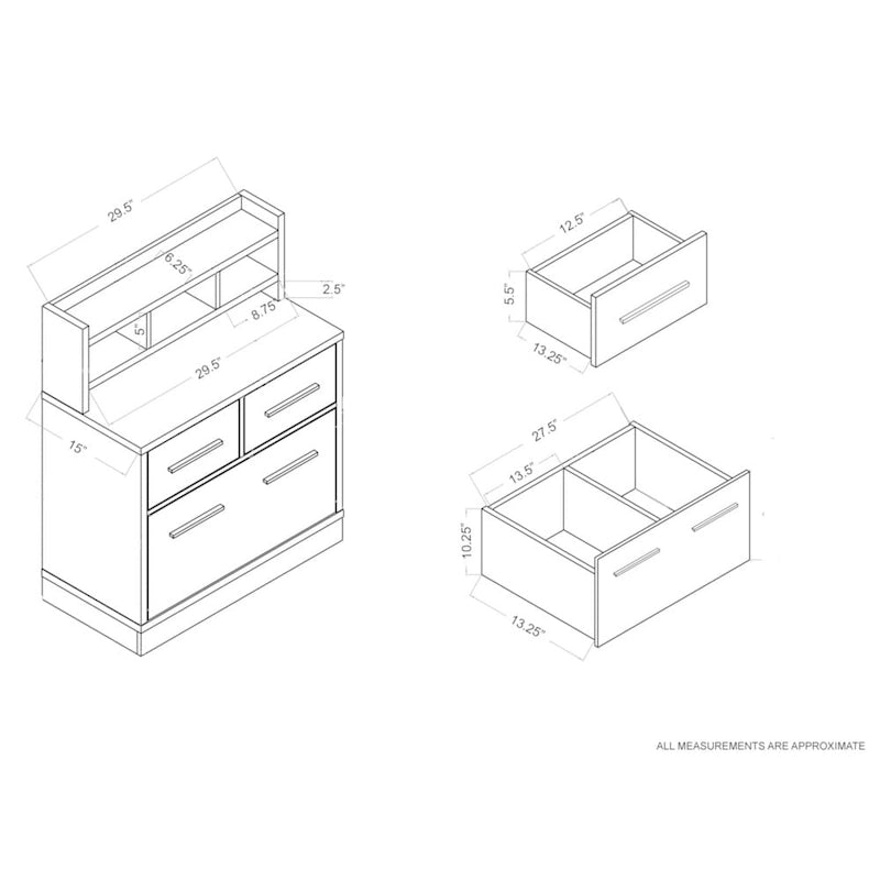 Poste de travail avec classeur en bois de style transitionnel