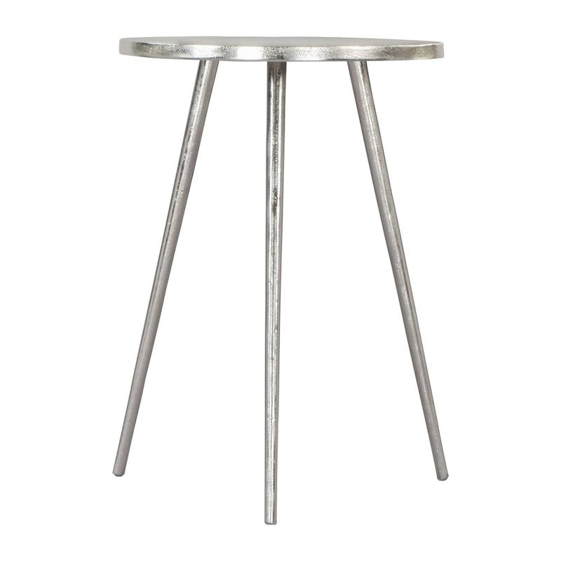 Beistelltisch aus silberfarbenem Aluminiumguss