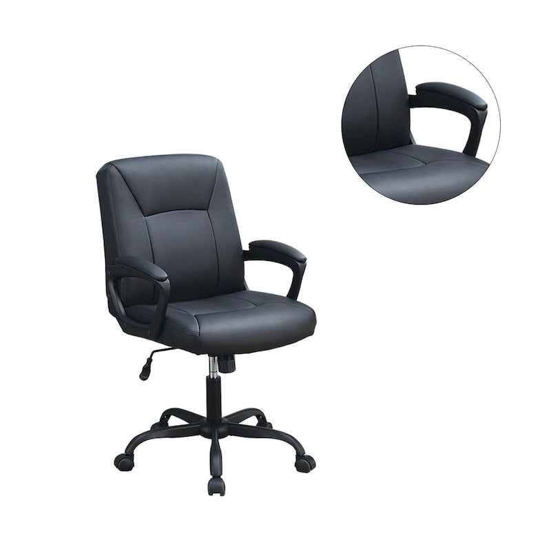 Adjustable Height Office Chair with Padded Armrests and Headrest