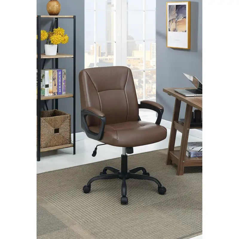 Adjustable Height Office Chair with Padded Armrests and Headrest