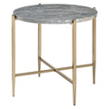 Table d’appoint ovale aspect marbre avec piètement en X doré