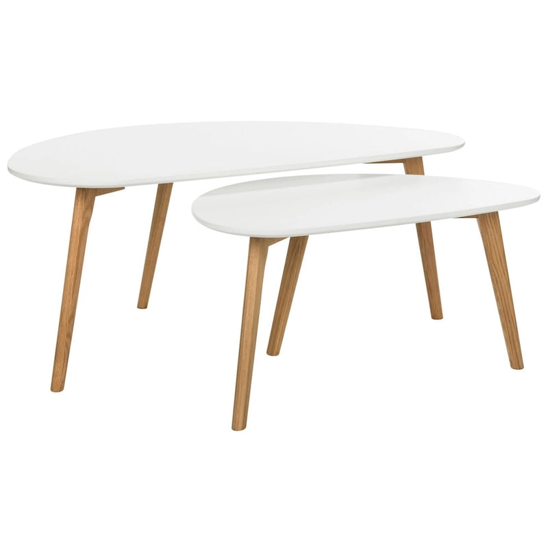 Tavolino da salotto moderno in bianco e legno naturale