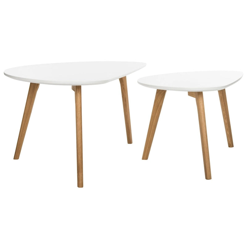 Moderner Couchtisch aus weißem und naturfarbenem Holz