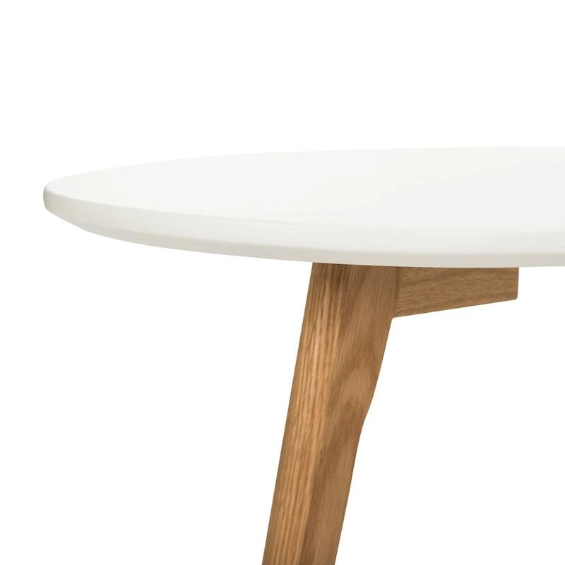 Moderner Couchtisch aus weißem und naturfarbenem Holz