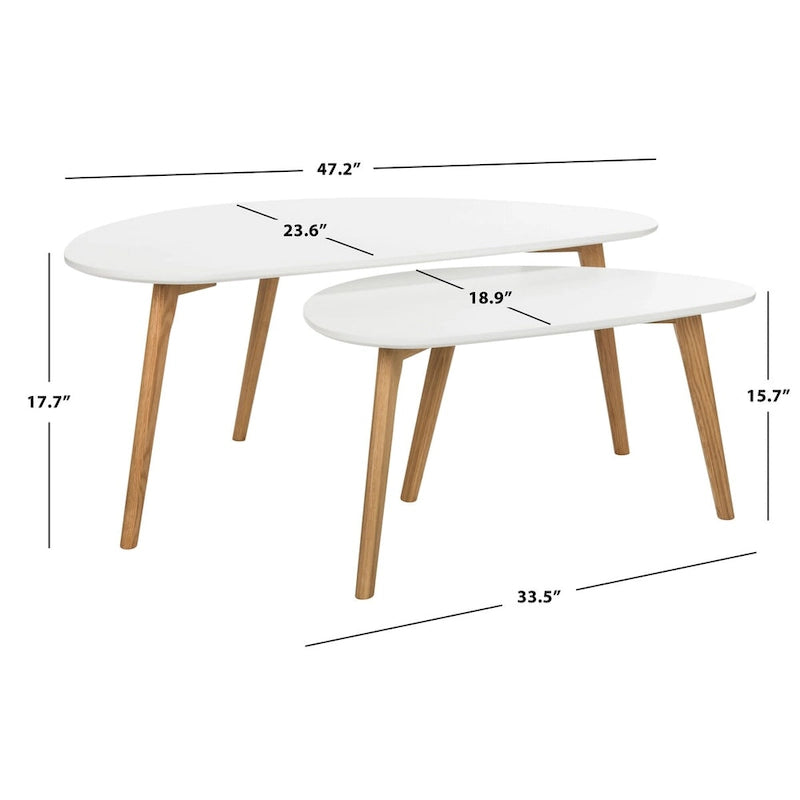 Moderner Couchtisch aus weißem und naturfarbenem Holz