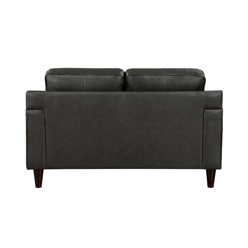 60 Zoll graues Zweisitzersofa aus Vollnarbenleder mit Massivholzrahmen und konisch zulaufenden Beinen