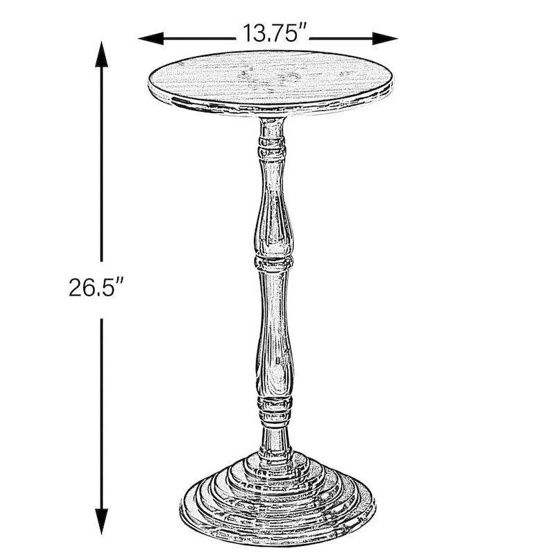 Round Marble-Look Pedestal Side Table