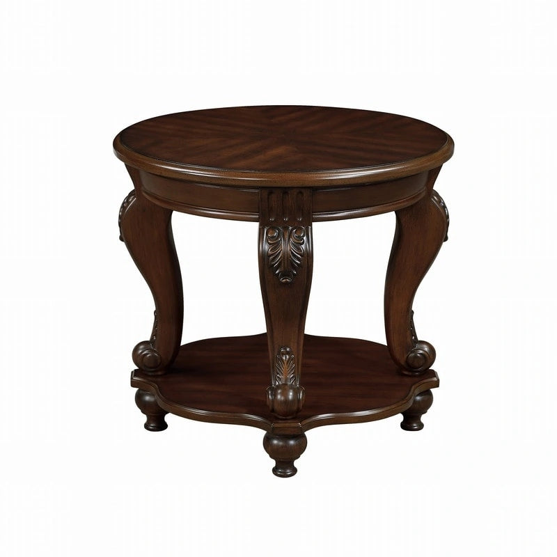 Ronde houten bijzettafel met onderste plank