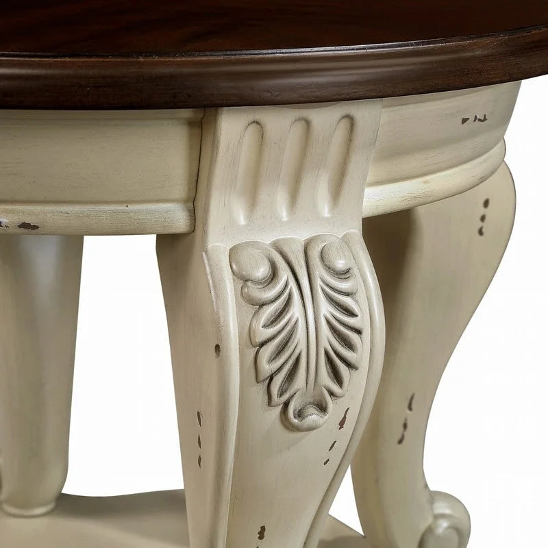 Ronde houten bijzettafel met onderste plank