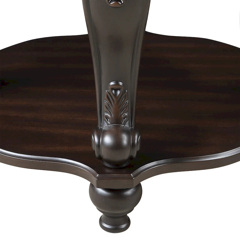 Ronde houten bijzettafel met onderste plank