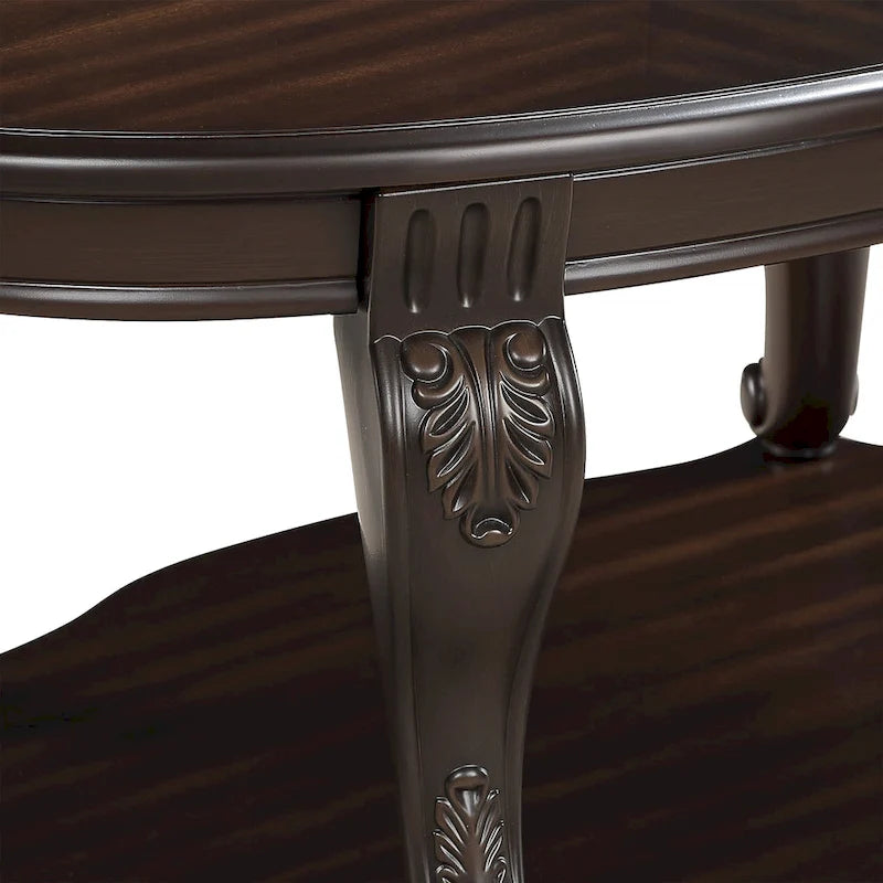 Ronde houten bijzettafel met onderste plank