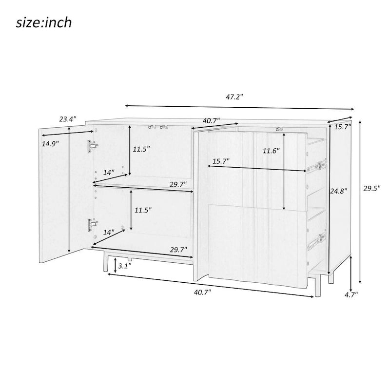 Meuble de rangement à façade ondulée avec tiroirs