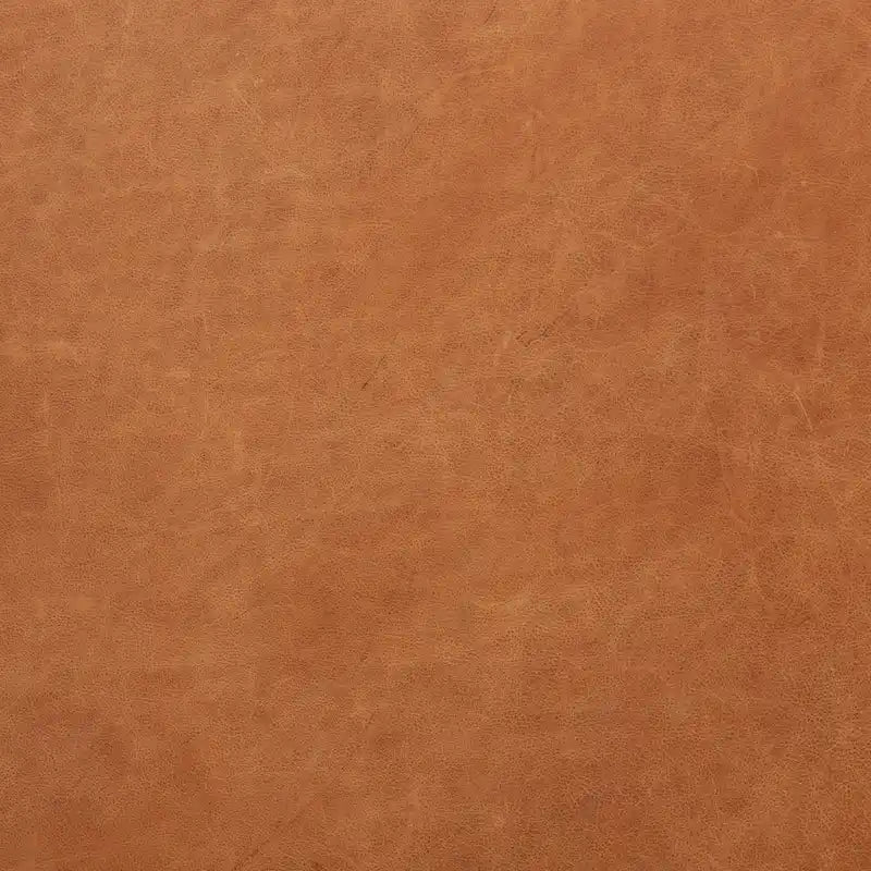29 Zoll quadratischer Hocker aus Vollnarbenleder in Cognac mit Beinen aus Massivholz