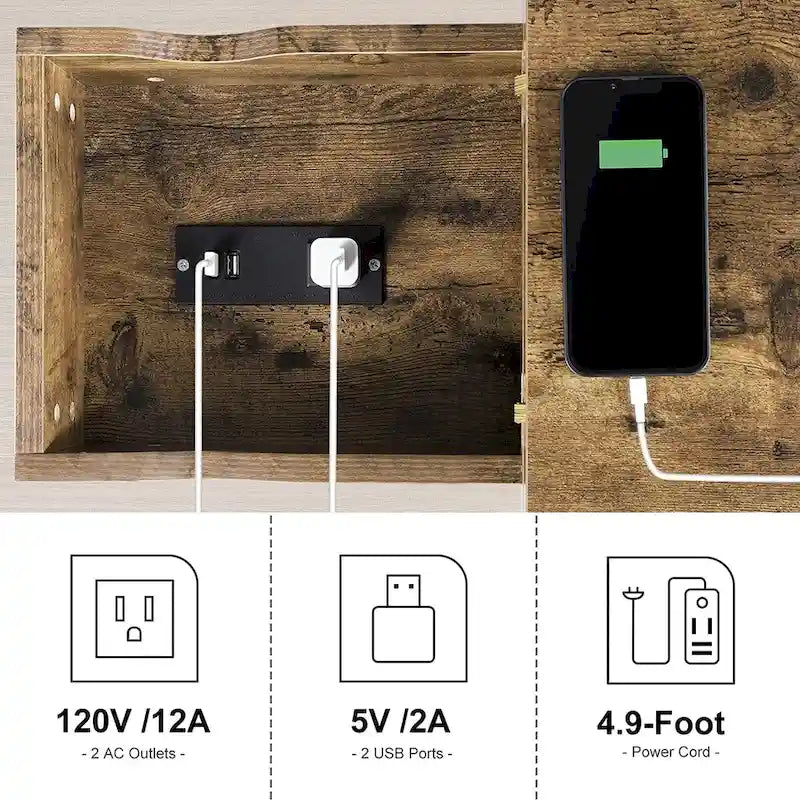 Smukły stolik boczny z ładowaniem i portami USB